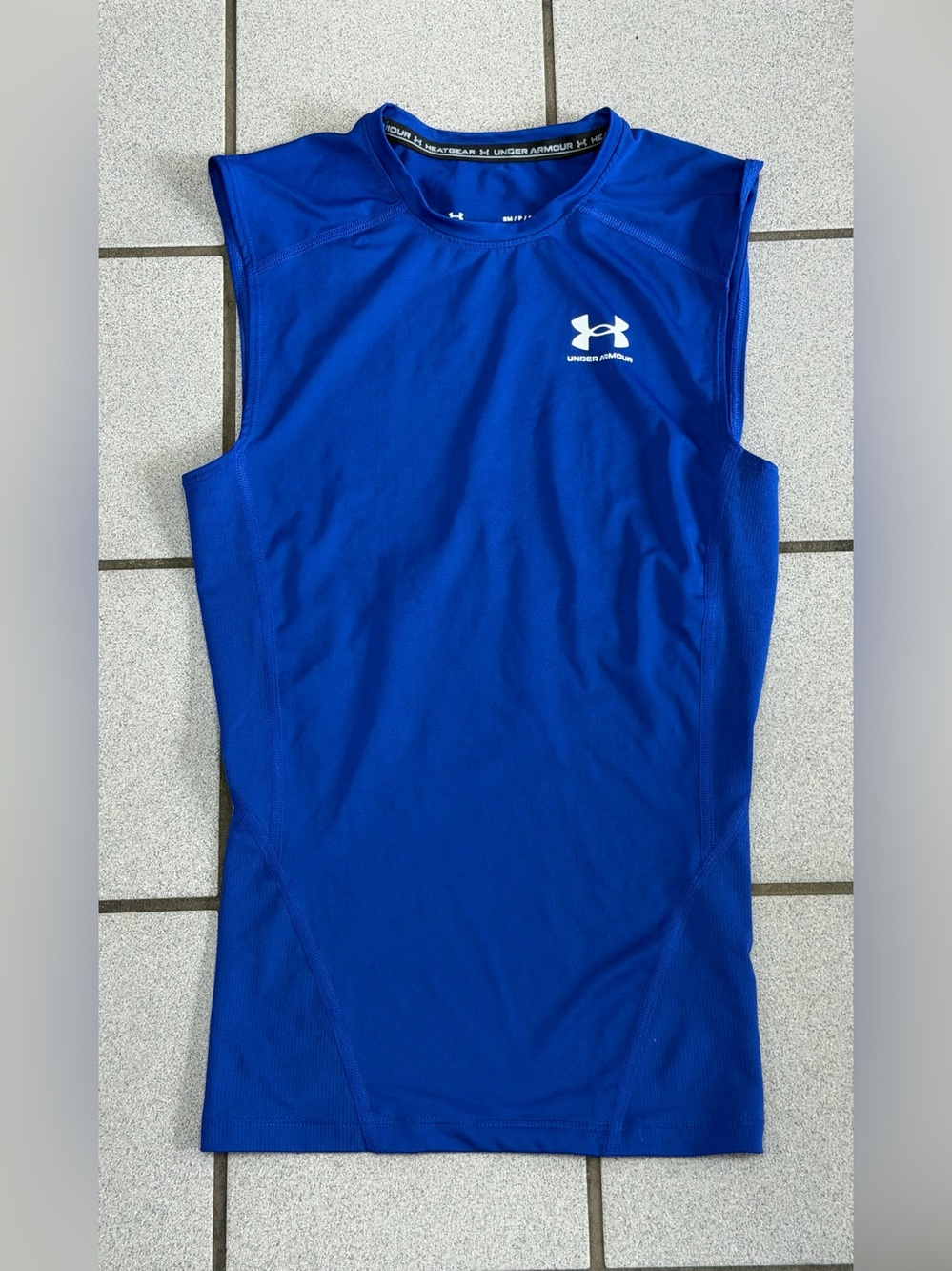 Under Armour HeatGear Compression Sleeveless Shirt Blue Men’s Small